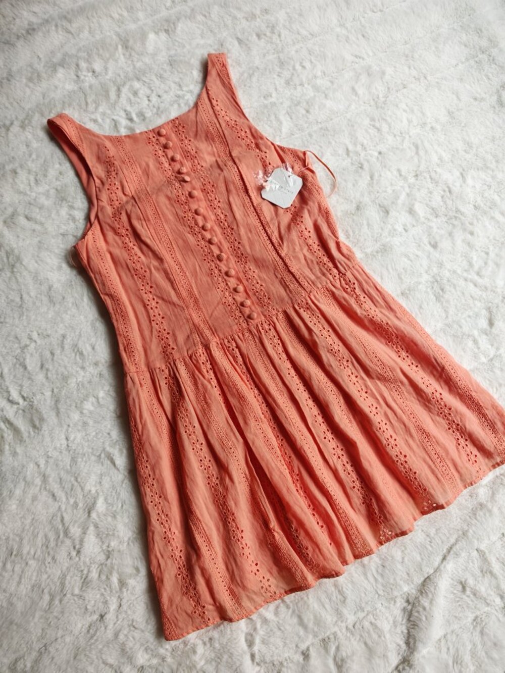 Altar’d State Coral Eyelet Lace Mini Dress Size M NWT - Picture 3 of 13